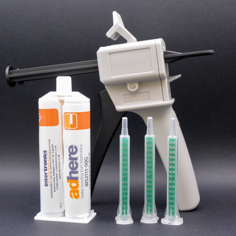 IRS2111 all-purpose epoxy adhesive evaluation kit with cartridge, dispensing gun and 3 mixing nozzles
